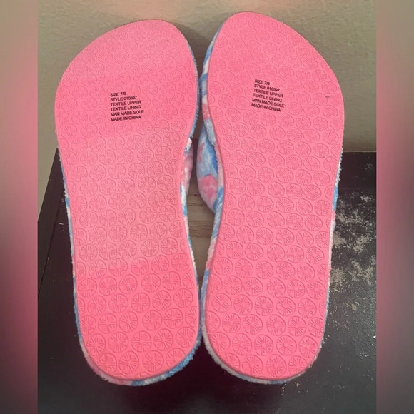 Lilly Pulitzer Bondi Blue My Little Peony Slippers Pool Shoes Preppy Size 7/8 - Picture 7 of 8